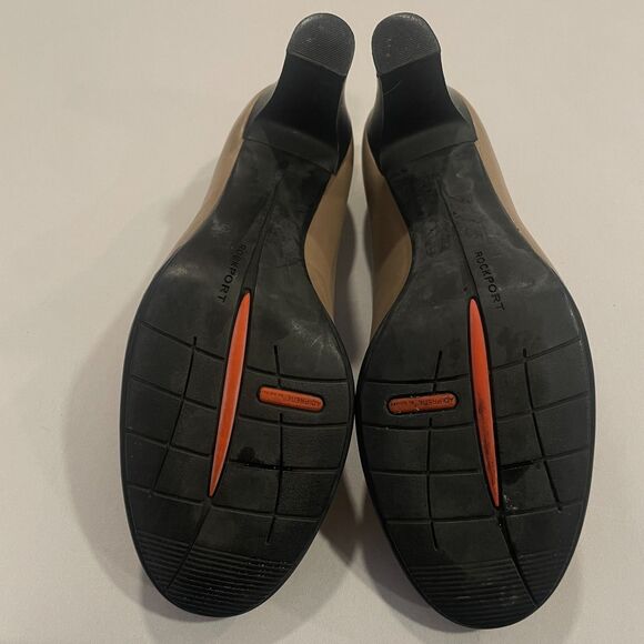 ~ Rockport 9M Pumps Total Motion Taupe Tan Leather Round Toe 3" Heels Trutech - Picture 6 of 15